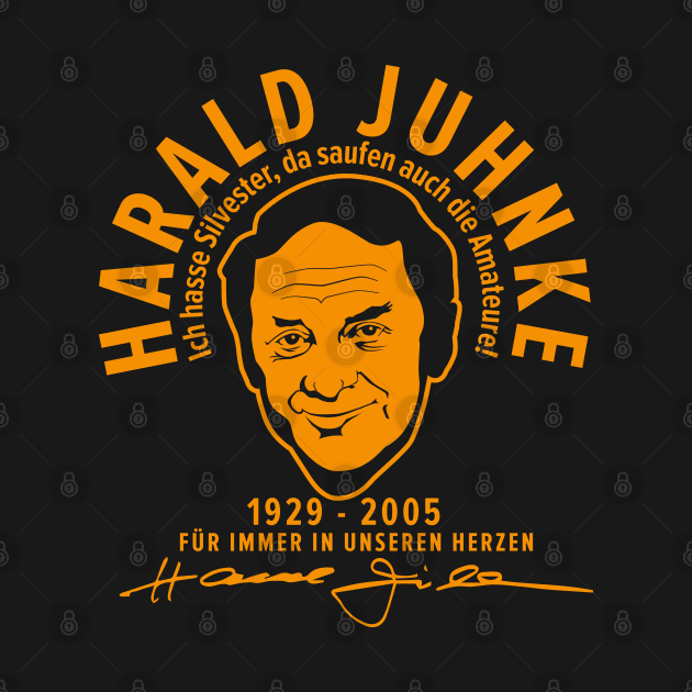 Harald Juhnke Portrait Logo - „Ich hasse Silvester“ Quote Design by Boogosh