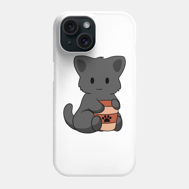 Black Cat with Coffee Short Tail Phone Case by BiscuitSnack