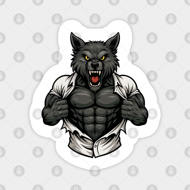 Wolf Ripping Off Shirt Magnet by WolfChamp