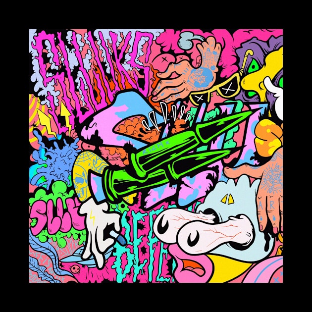 Colorful Slluks montage graffiti illustration by slluks_shop