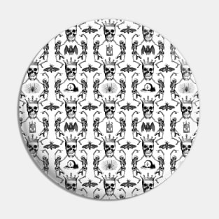 Dancing with Death | Dancing Skeletons | Gothic Halloween Pattern | Black and White | Pin