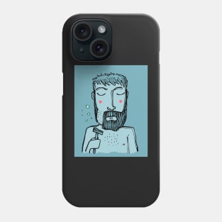 Sad cartoon man shaving his beard Phone Case