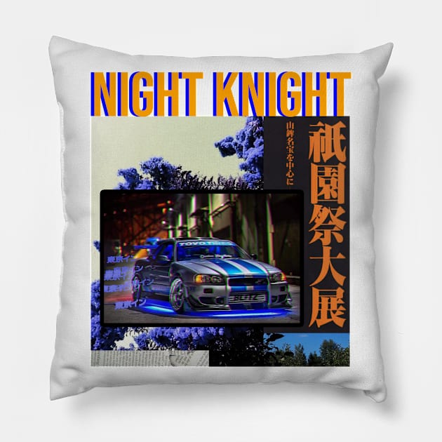 Night Knight Drift R34 GT-R Pillow by gtr