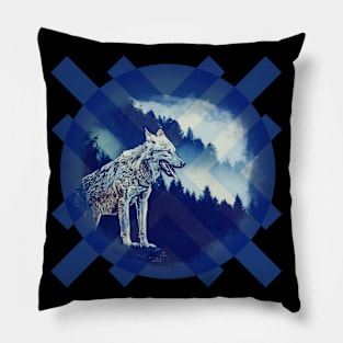 Blue Wolf Pillow