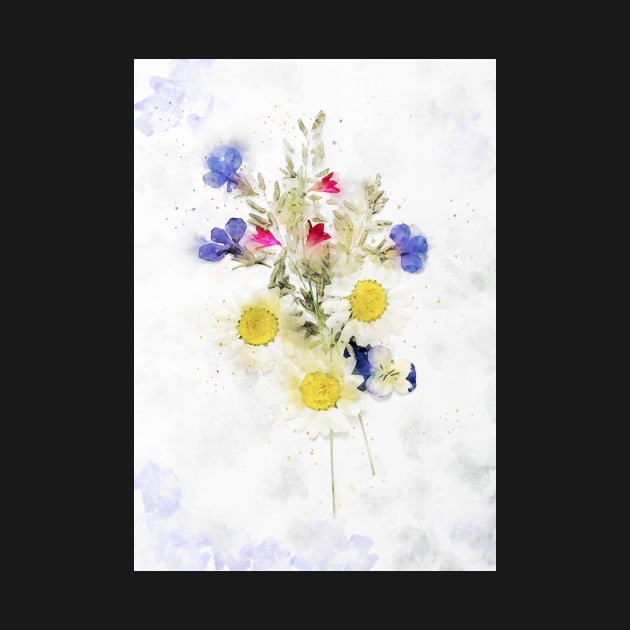 Pressed flowers in a display - Watercolour painting by simonrudd
