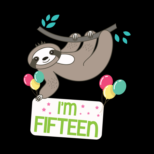 Cute Sloth On Tree I'm Fifteen Years Old Born 2005 Happy Birthday To Me 15 Years Old by bakhanh123