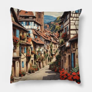 Alsace France Vintage Poster Tourism 3 Pillow