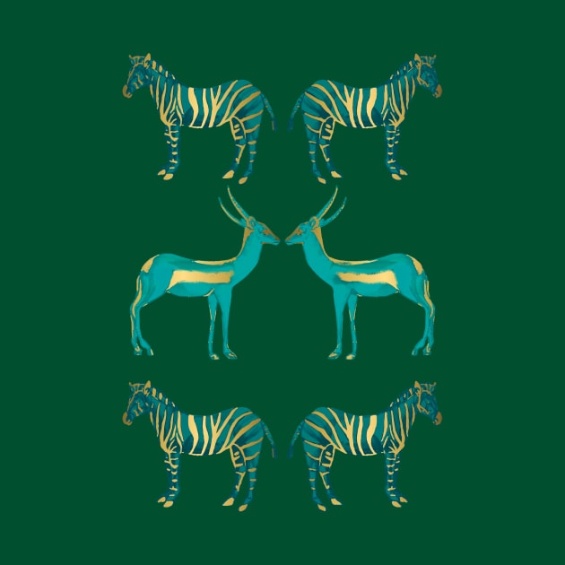Teal and Gold Savanna by Petras