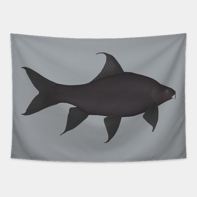 Black Sharkminnow Tapestry by FishFolkArt