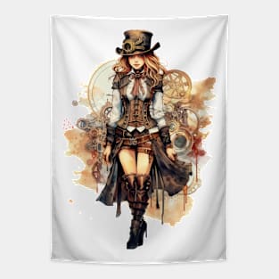 Watercolor Steampunk Girl #2 Tapestry