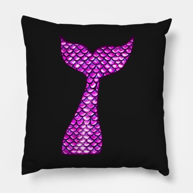 Mermaid tail - purple, shiny and magical mermaid tail Pillow by Artonmytee