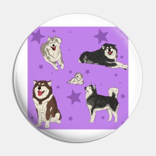 Alaskan Malamute Pattern Purple Pin