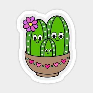 Cute Cactus Design #215: Cacti Bunch In Heart Bowl Magnet