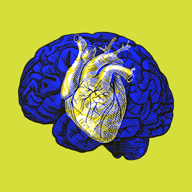 Brain&Heart Interactive Yellow&Blue Filter T-Shirt #2 By Red&Blue by RedAndBlue