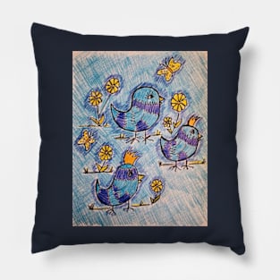 Blue Bird of Happiness Pillow