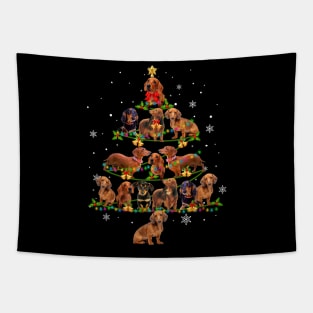 Cute Dachshund Christmas Tree Xmas Gift Tapestry