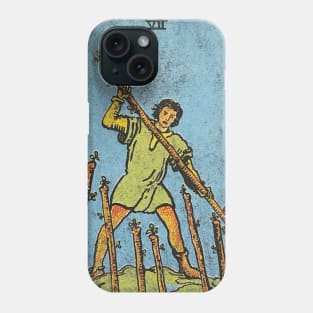 Seven of wands tarot card (distressed) Phone Case