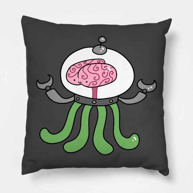 Spooky Brain Alien Pillow by saradaboru