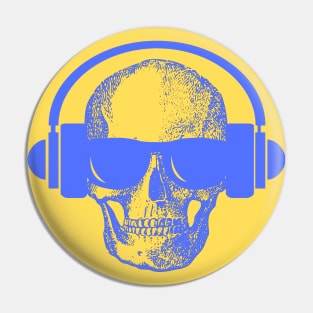 Skull And Phones, Blue Pin