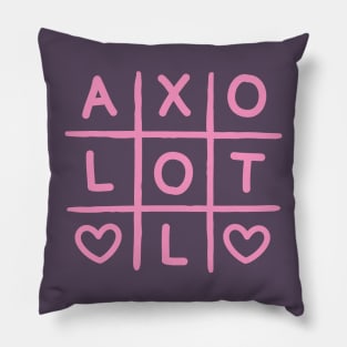 Cute Axolotl Tic Tac Toe Pink Pillow