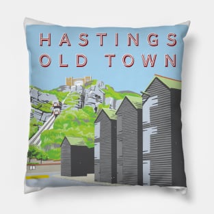 Old Town Hastings retro style poster Pillow