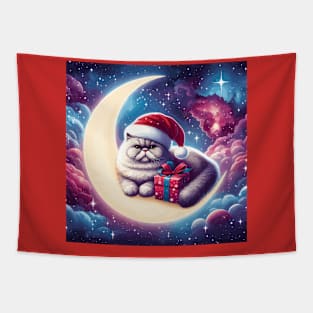 Exotic Shorthair Cat On The Moon Christmas Tapestry