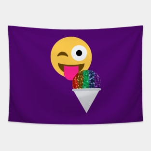 glitter print wink emoji Tapestry