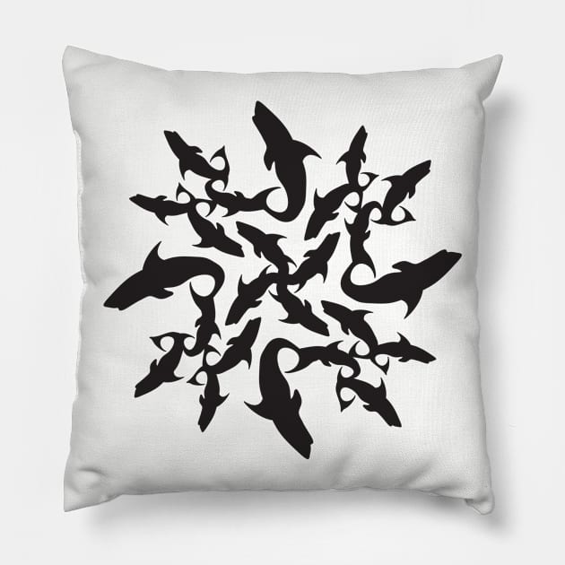 shark circle Pillow by hamiltonarts