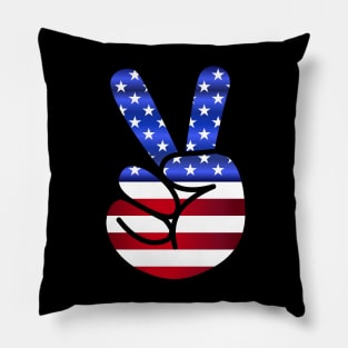 American Flag Peace Symbol Fingers Pillow
