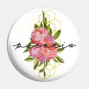 Floral Peony Hive Latin Pin