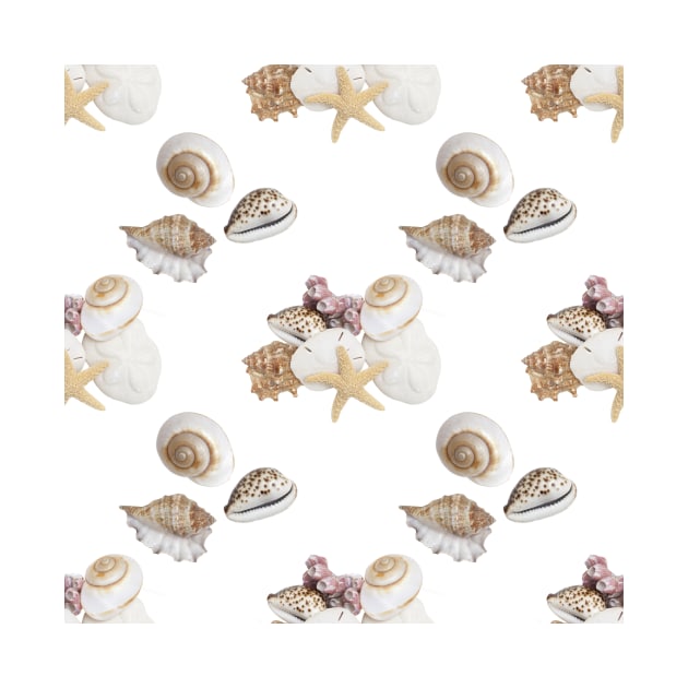 Seamless Repeating Pattern Of Seashells by dianecmcac