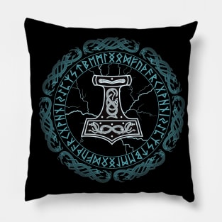 Mjölnir Hammer of Thor Runes Pillow