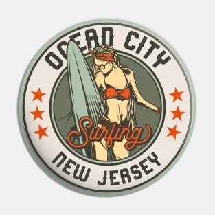 Vintage Surfing Badge for Ocean City, New Jersey Pin