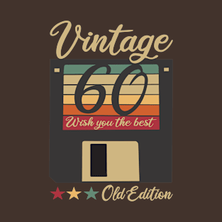 60th 60 Years Old Technology Disk Vintage Birthday T-Shirt