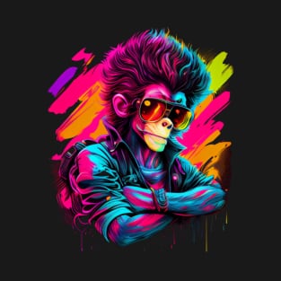 Monkey With Folded Arms Synthwave T-Shirt