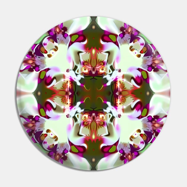 Trippy Orchid Kaleidoscope Design Pin by TheJadeCat