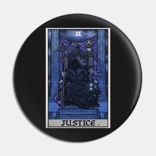 Justice Tarot Card Grim Reaper Halloween Gothic Gift Pin