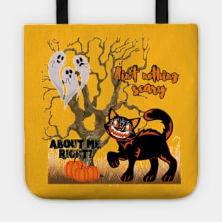 Scary black cat, cute ghosts Tote