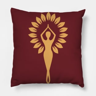 Silhouette of a female doing pilates and yoga. Pillow