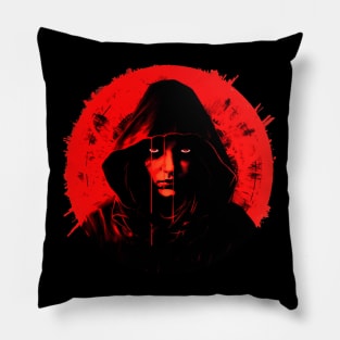 Staring Witch on a red background Pillow