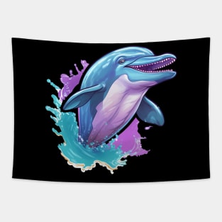 smiling dolphin leaping out of the water Tapestry