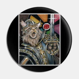 The Cat Knight - White Outlined Version Pin