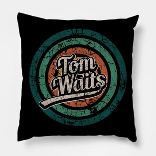 Tom Waits // Retro Circle Crack Vintage Pillow