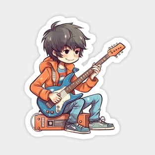 A boy playing his favourite guitar Magnet