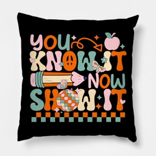 Groovy You Know It Now Show It Testing Day  Kids Funny Pillow