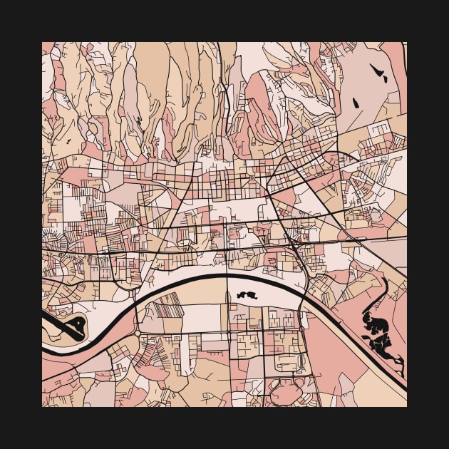 Zagreb Map Pattern in Soft Pink Pastels by PatternMaps