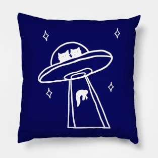 cat alien abduction line art Pillow