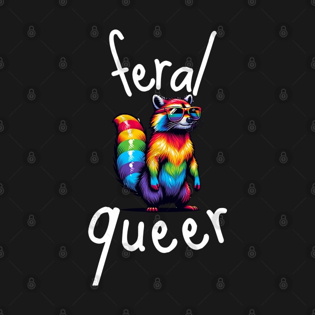 Feral Queer Rainbow LGBT Pride Raccoon by Lavender Celeste