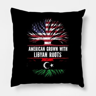 American Grown with Libyan Roots USA Flag Pillow