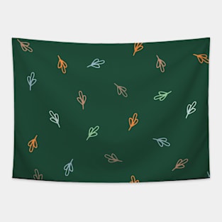 Ditsy leaf pattern on forest green Tapestry